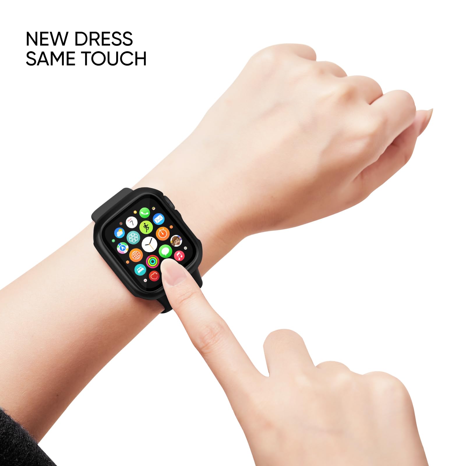 Adorique 3 In 1 For Apple Watch Band 40Mm 41Mm With Case & Screen Protector, Silicone Sport Band And Protective Cover With 9H Te