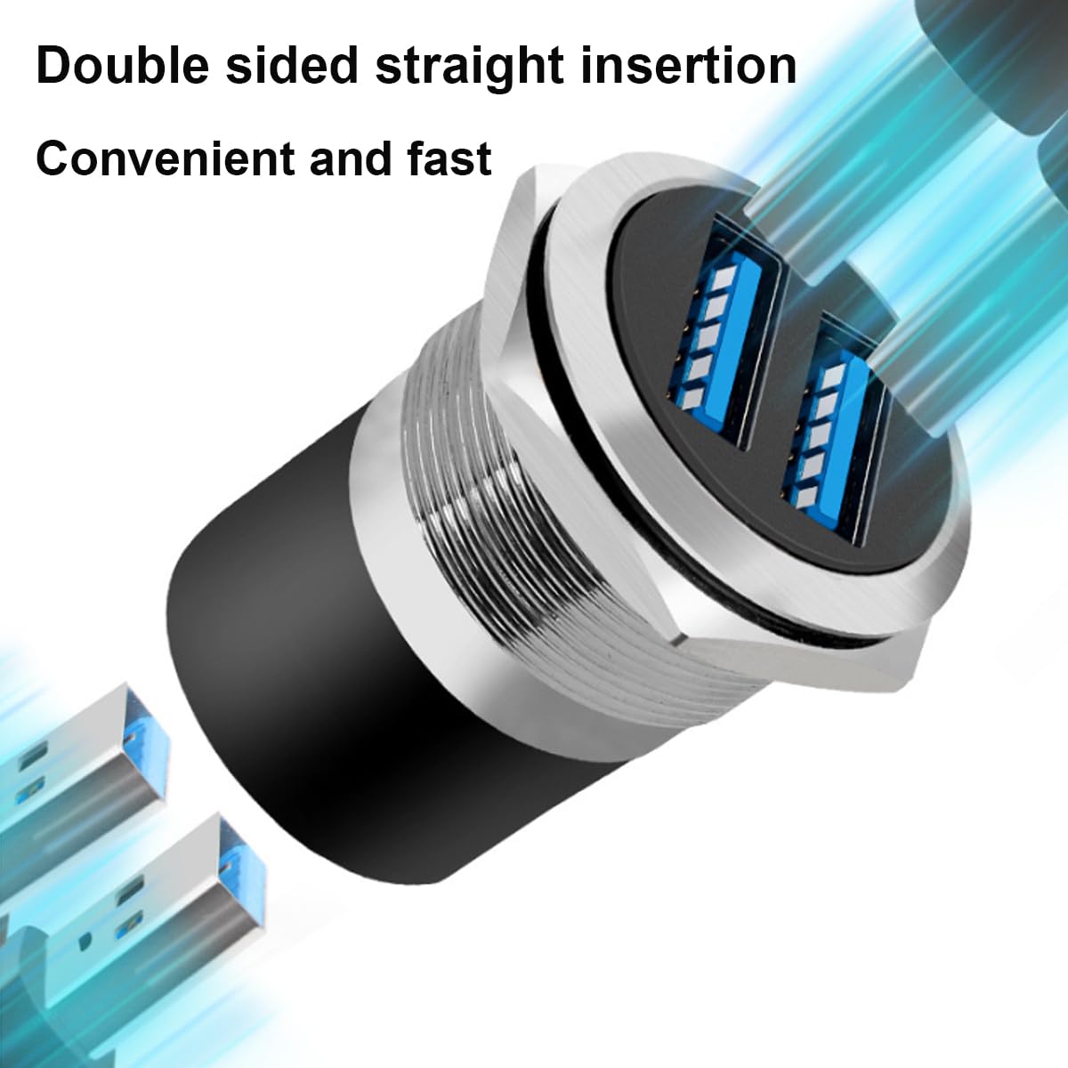 Penglin 2Pcs Dual Ports Usb 3.0 Panel Mount Connector, Dual Usb 3.0 Data Transfer And Charging Socket Female To Female, Usb Pass