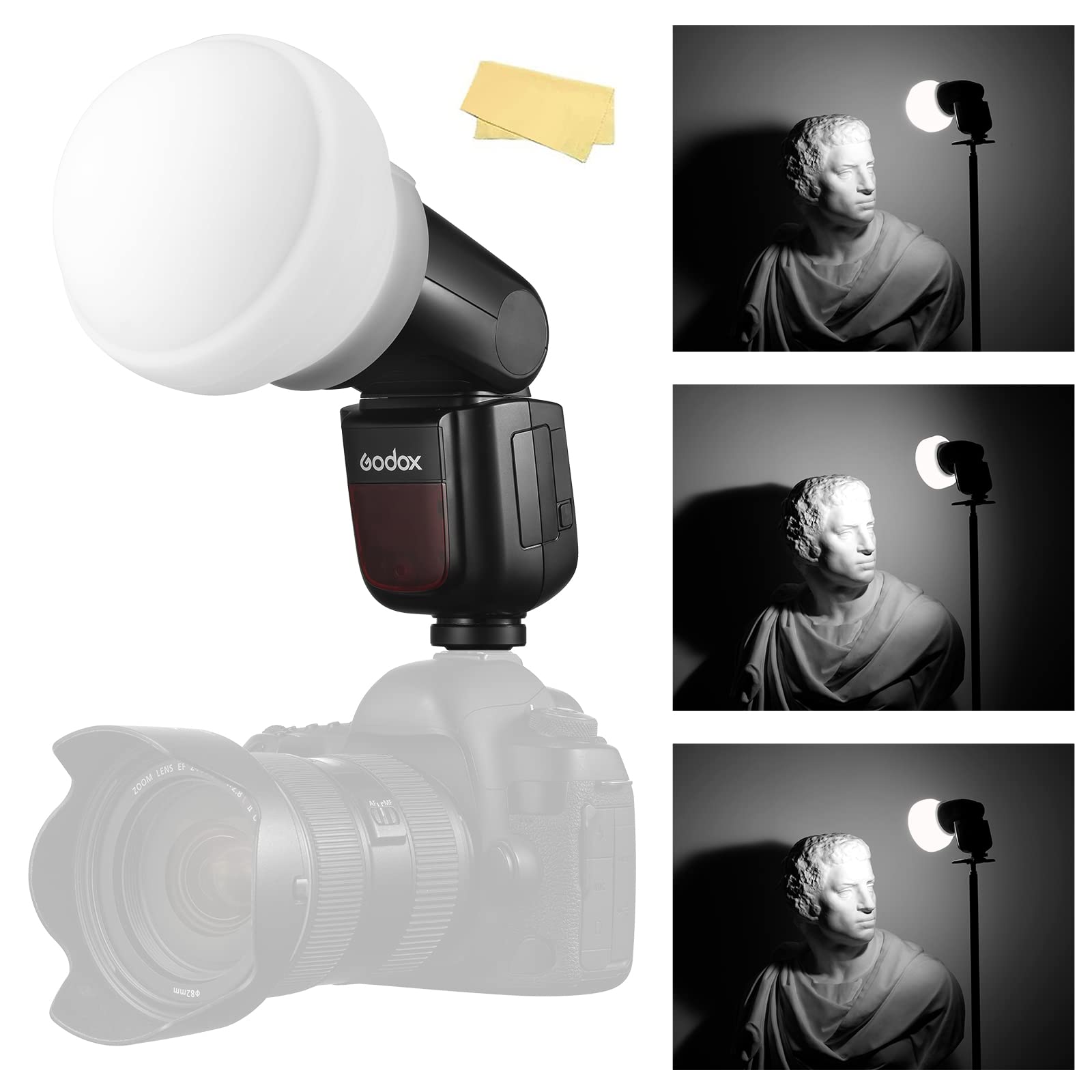 Godox AK-R22 Dome Diffuser, Flash Diffuser Modifier Compatible for Godox V1 Flash Series/AD100Pro Speedlite, Use with Godox H200