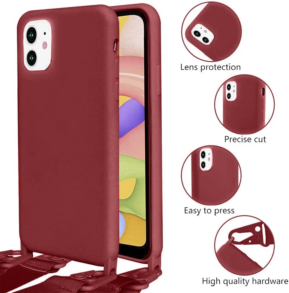 Cquukoi Compatible With Iphone 13 Mini,Crossbody Phone Case With Lanyard Cute Soft Silicone Case With Adjustable Shoulder Strap