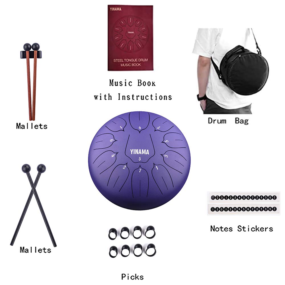 Yinama Steel Tongue Drum Percussion Instrument 11 Notes 12 Inches