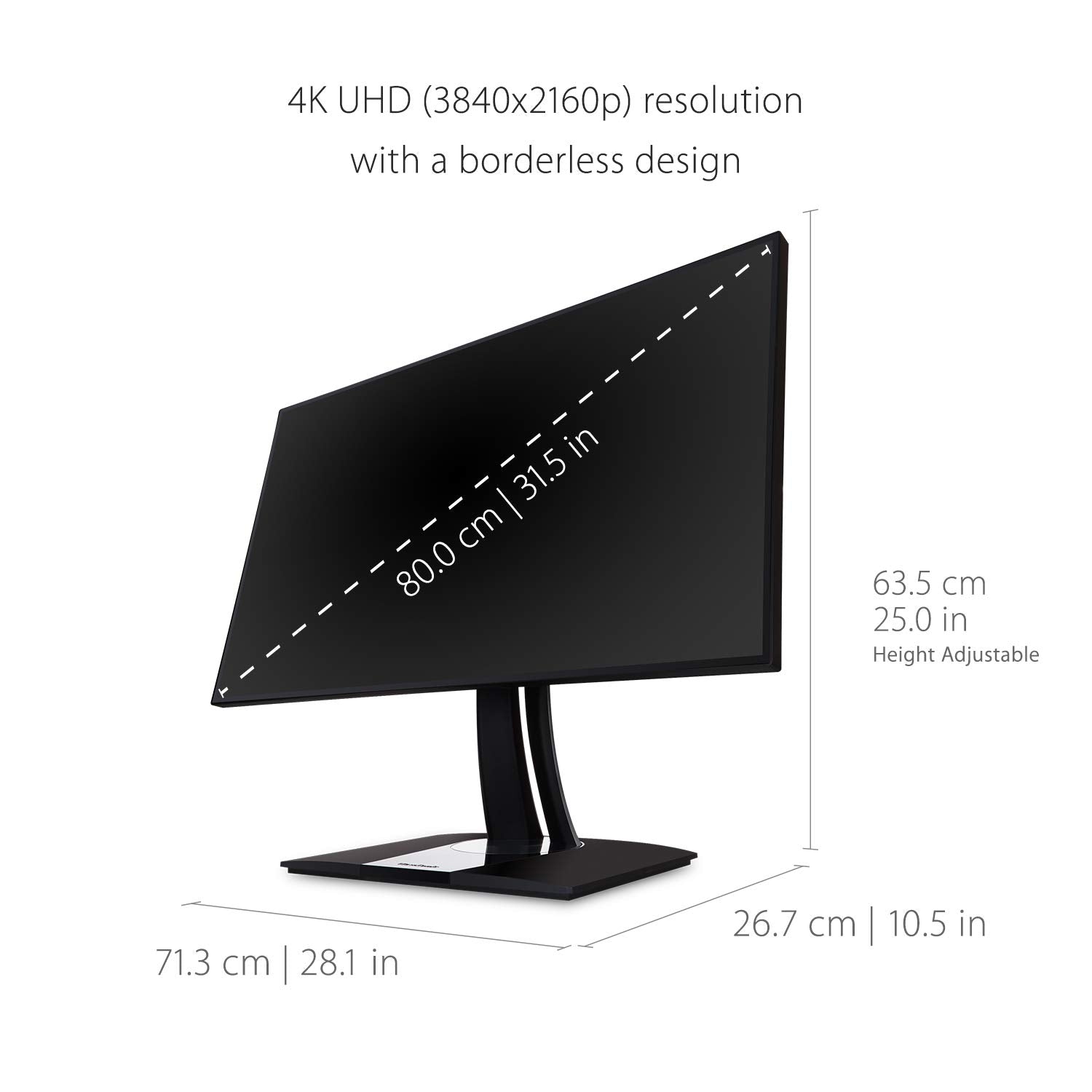 Viewsonic Vp3268 4K 32 Inch Premium Ips 4K Monitor With Advanced Ergonomics, Colorpro 100% Srgb Rec 709, 14 Bit 3D Lut, Eye Care