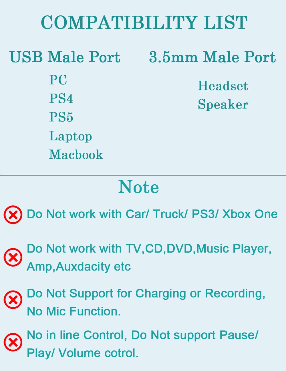 Dukabel Usb To 3.5Mm Aux Cable, Usb To 3.5Mm Jack Cord For Pc Ps4 Ps5 Usb2.0 To 1/8 Male Auxiliary Audio Cable For Headphone Spe