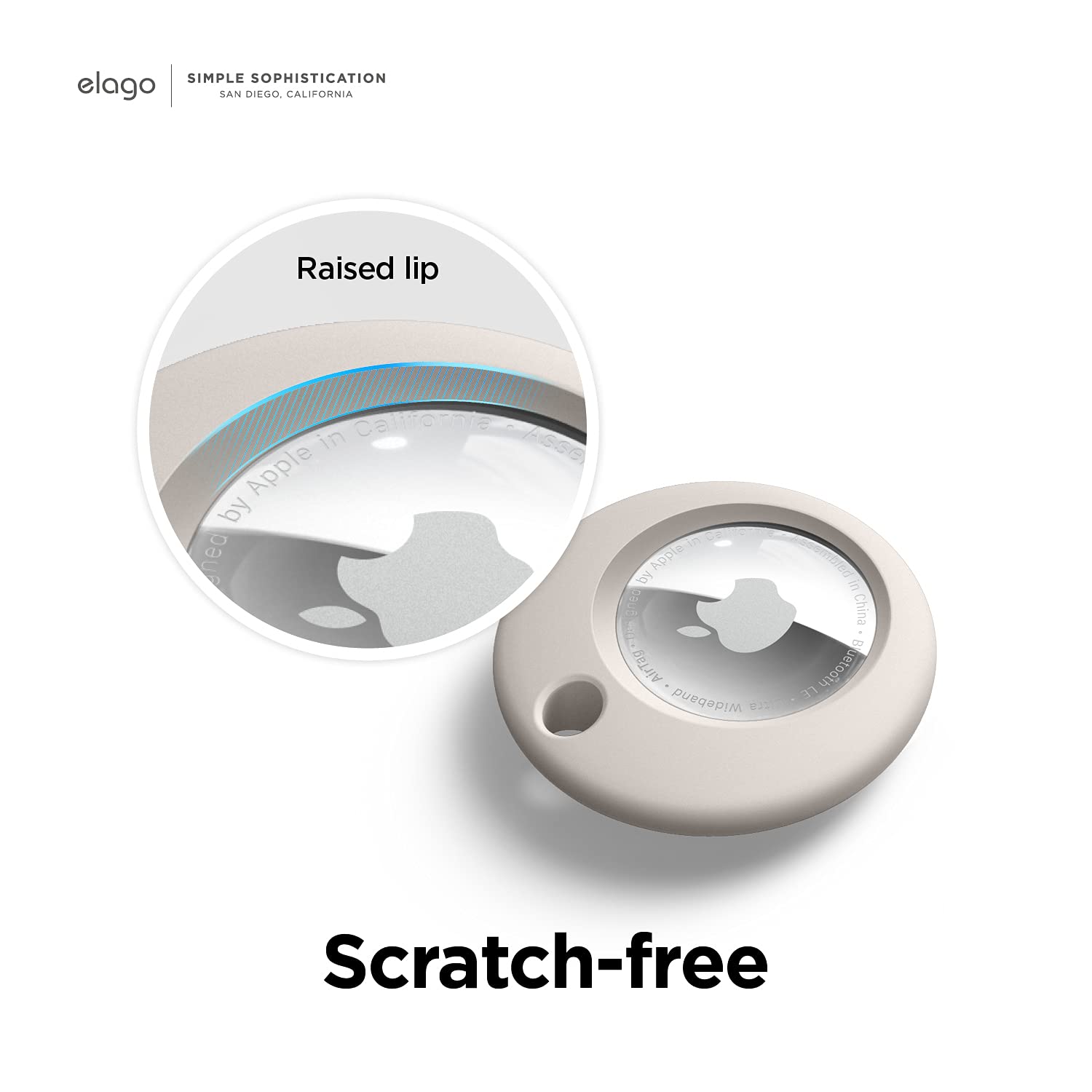 Elago Basic Case Compatible With Airtag Keychain (Stone)