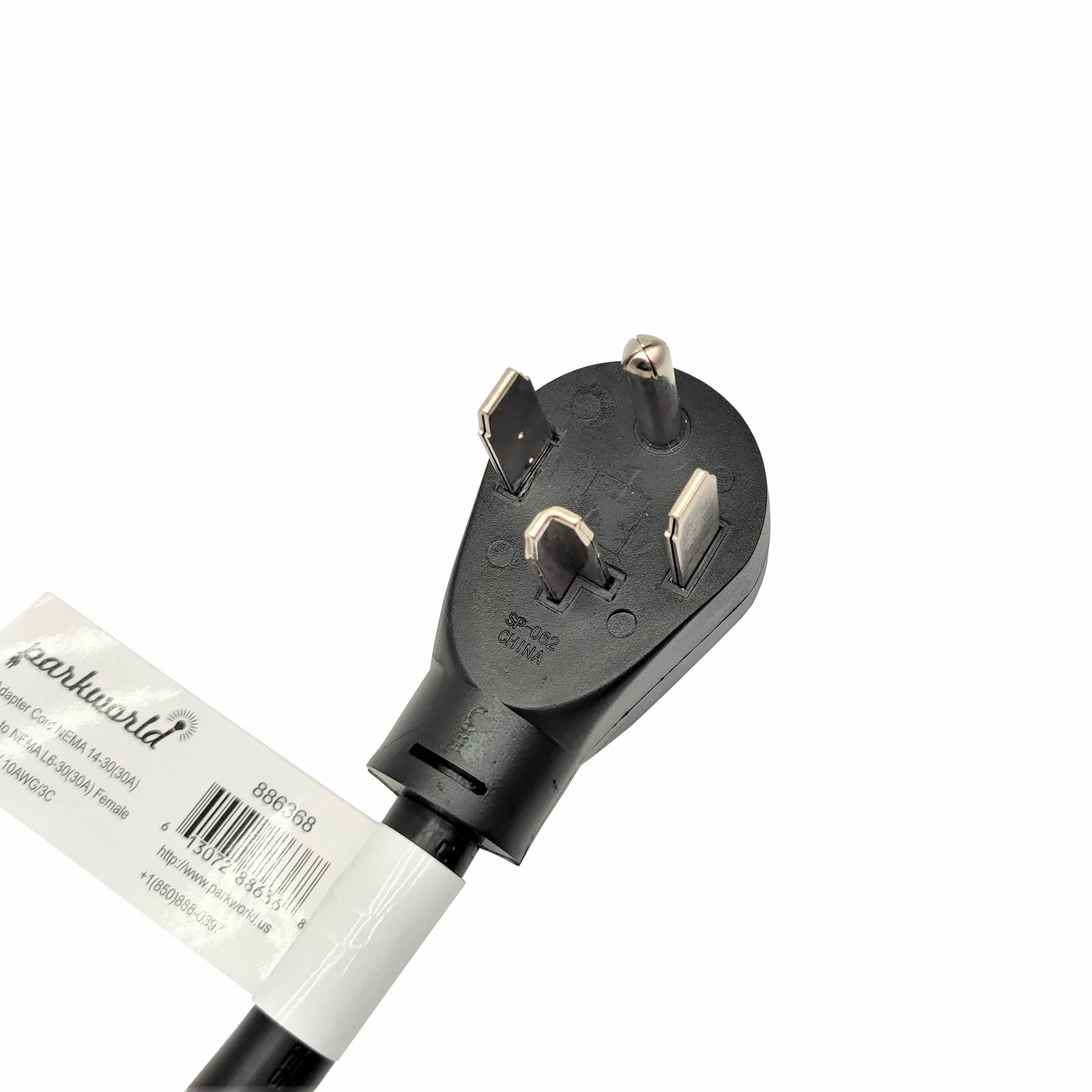 Parkworld 886368 Adapter Cord Nema 14 30P Male To L6 30R Female, 30A, 250V, 1.5 Feet