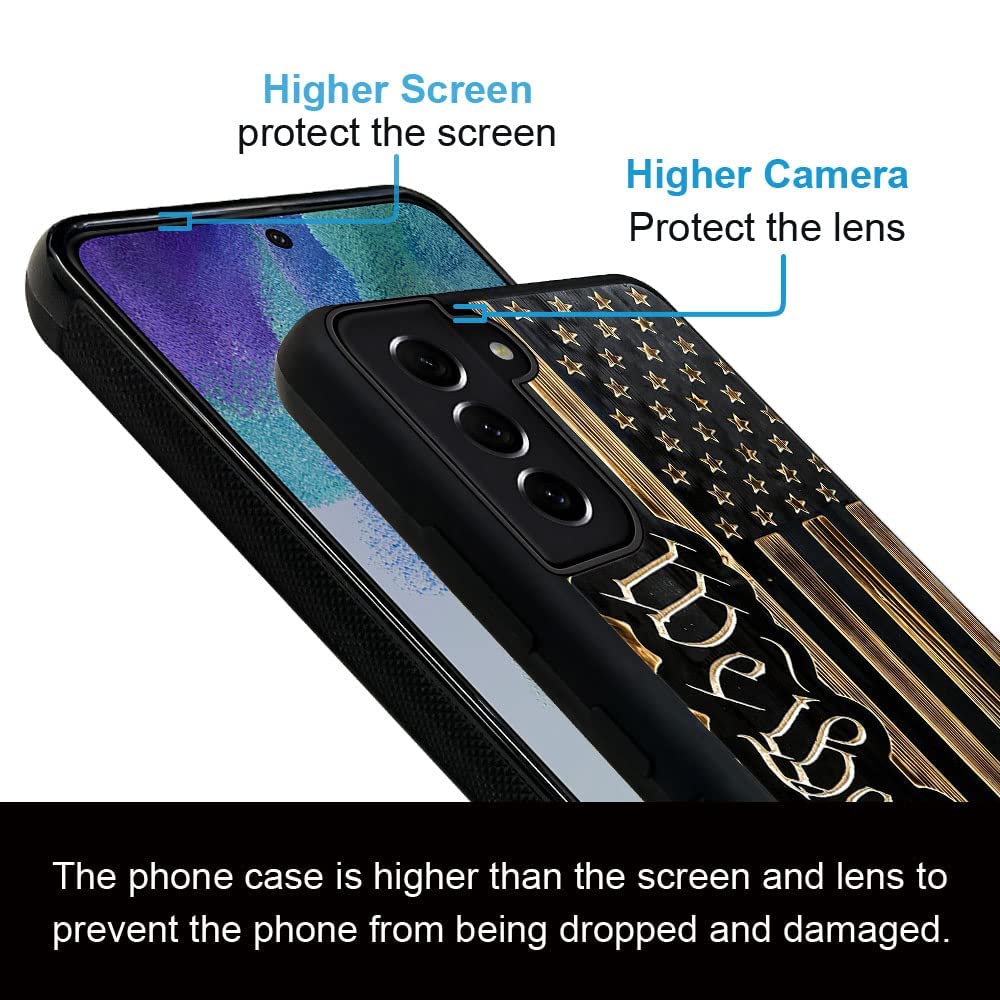 Daizag Compatible With Samsung Galaxy S21 Plus Case,We The People Usa Flag Wood Grain American Flag For Man Woman, All Round Pro