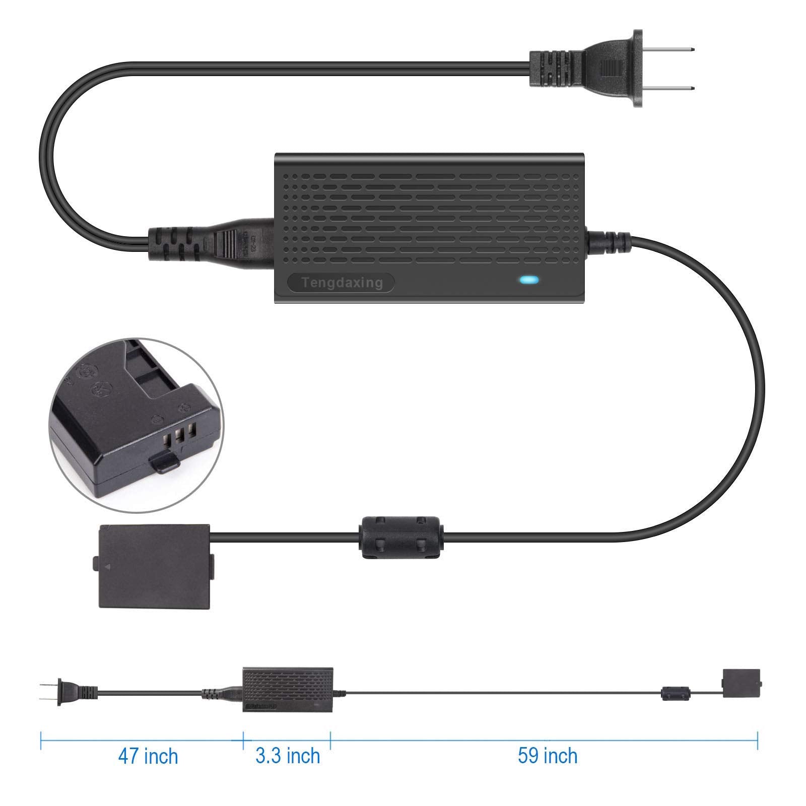 Tengdaxing Ack E8 Power Adapter Kit Lp E8 Wired Dummy Battery For Canon Eos Rebel T2I,T3I, T4I, T5I, 550D, 600D, 650D, 700D, Kiss X7I, Kiss X6I, Kiss X5, Kiss X4 Cameras