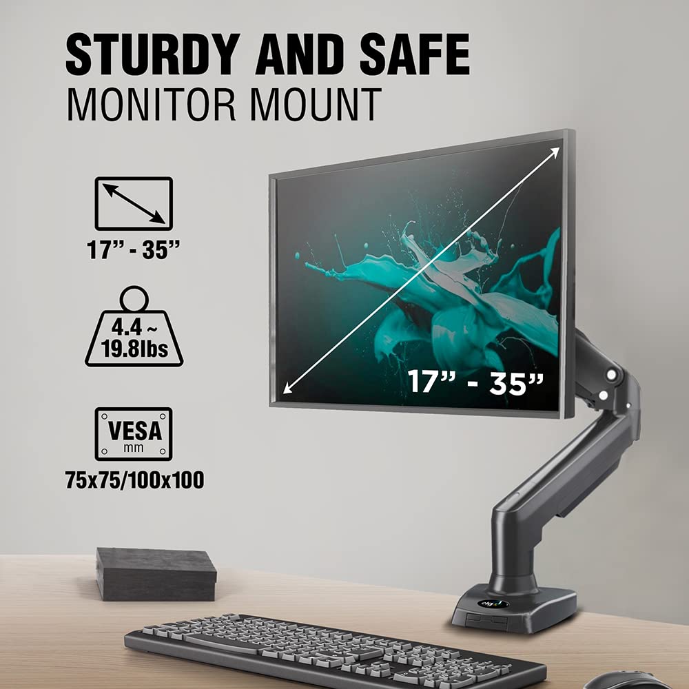 Elg Full Motion Swivel Monitor Desk Mount Stand Gas Spring For 17    To 35'' Display (4.4Lbs To 19.8Lbs Load), Computer Monitor