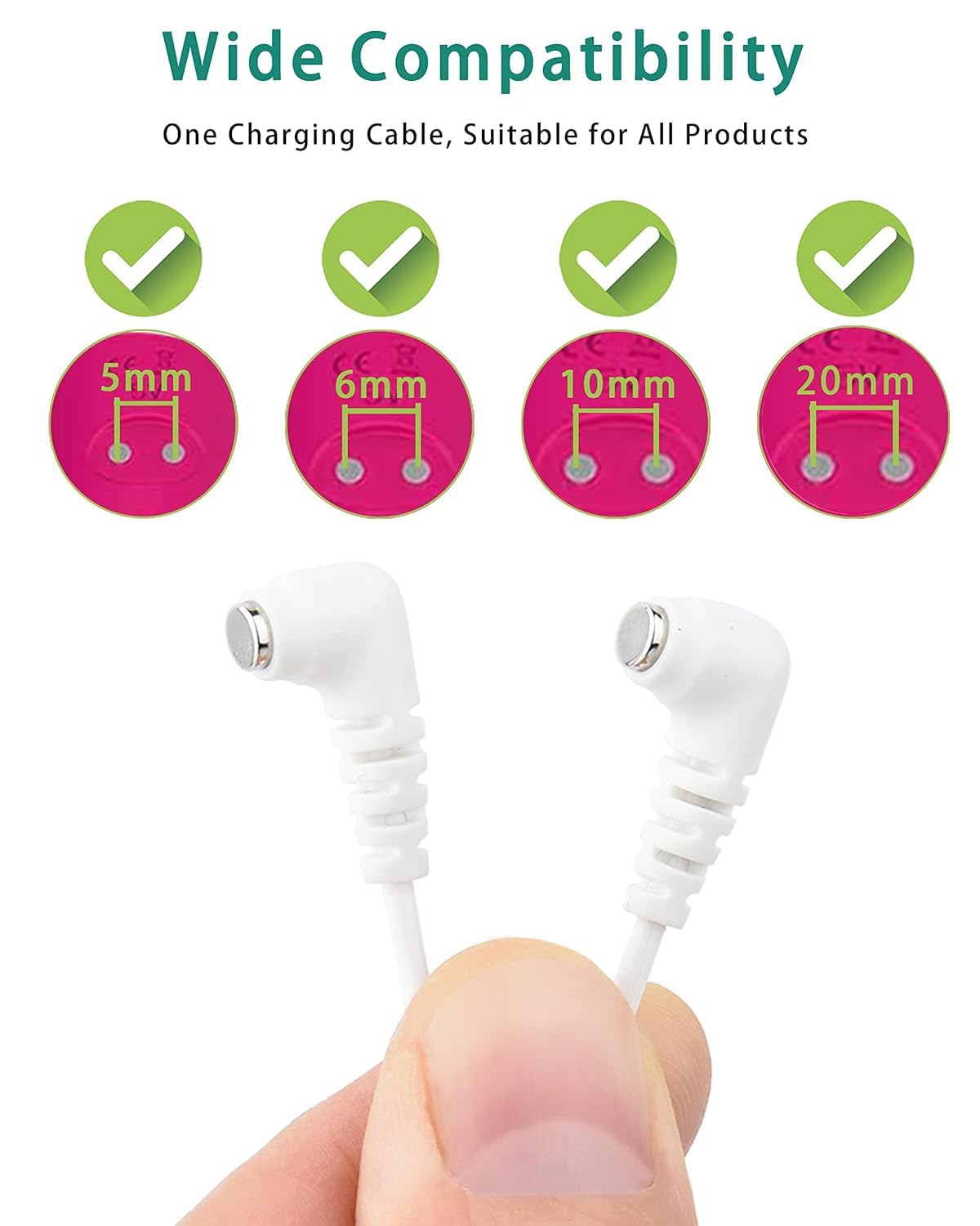 Bicmice Fast Magnetic Charger Cord For Rose And Most Magnetic Massagers Dc Charging Cable With 2 Magnet Connector