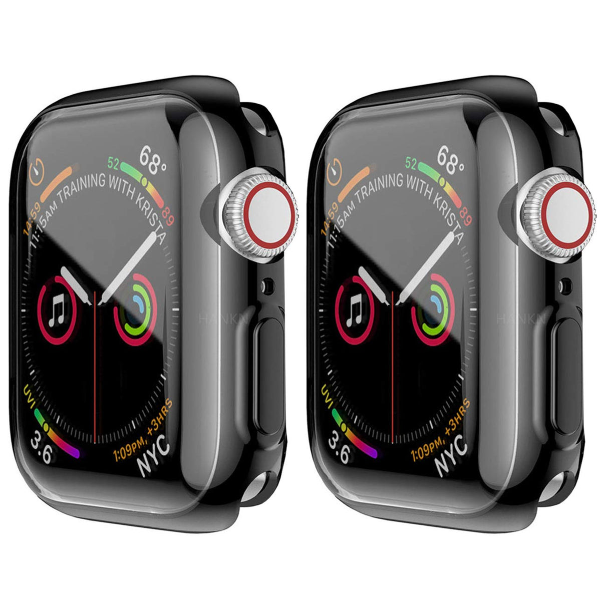 Hankn 2-Pack Case For Apple Watch Series 3 2 1 Screen Protector Case 42Mm, Soft Tpu Full Coverage Shockproof Iwatch Bumper Cover