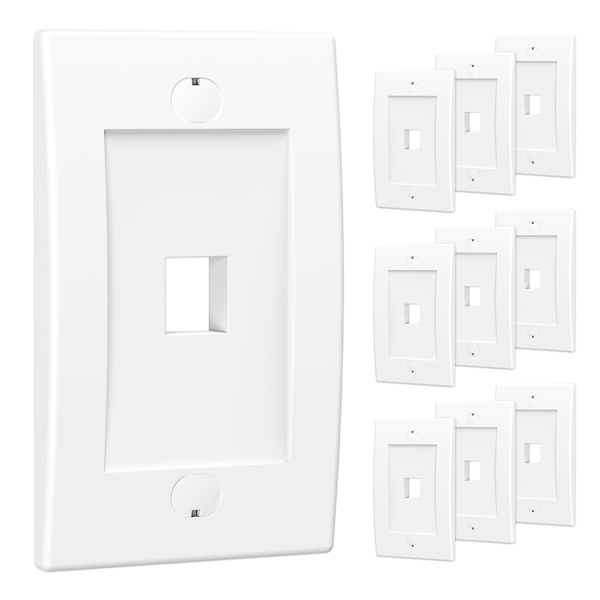 Cable Matters UL Listed 10 Pack 1 Port Keystone Wall Plate (Cat6, Cat5e Ethernet Wall Plate) in White