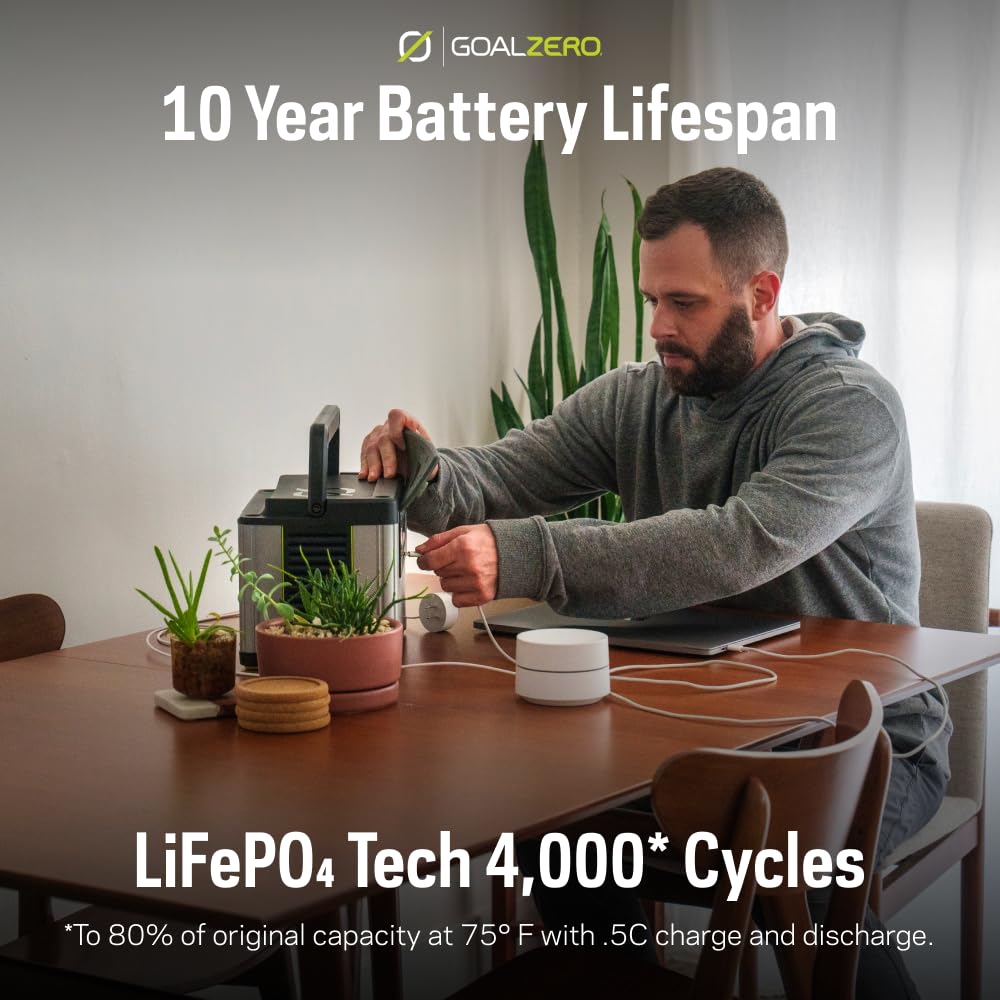 Goal Zero Yeti Portable Power Station, Yeti 500, 499 Watt Hour Lifepo4 Battery, Water Resistant & Dustproof Solar Generator For