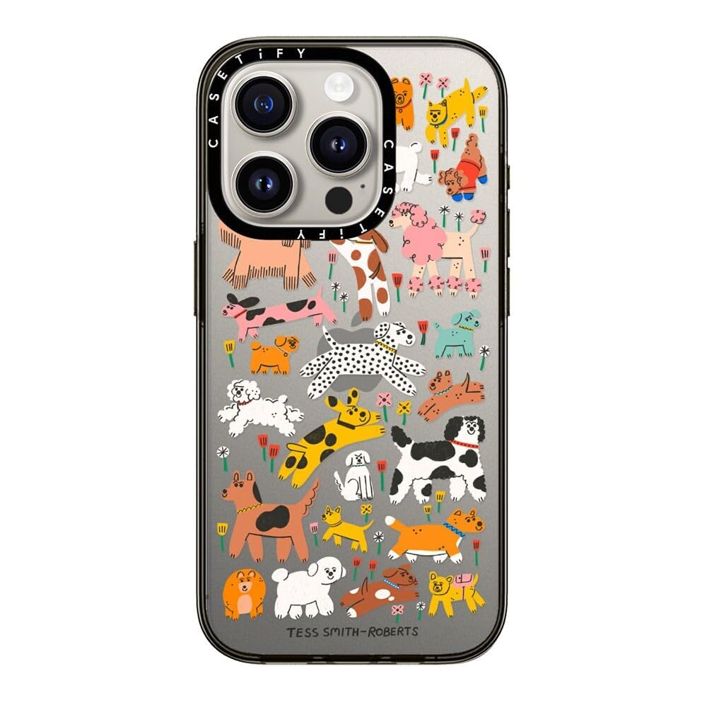 Casetify Compact Iphone 15 Pro Case [2X Military Grade Drop Tested / 4Ft Drop Protection]   Dogs   Clear Black