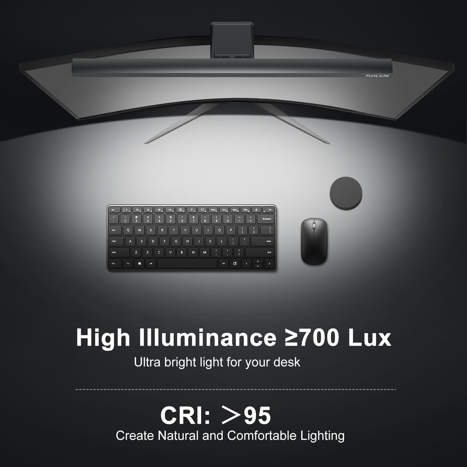 Funlicht Monitor Light Bar Remote Control Eye-Care Dimmable ML2302 Aluminum Silver