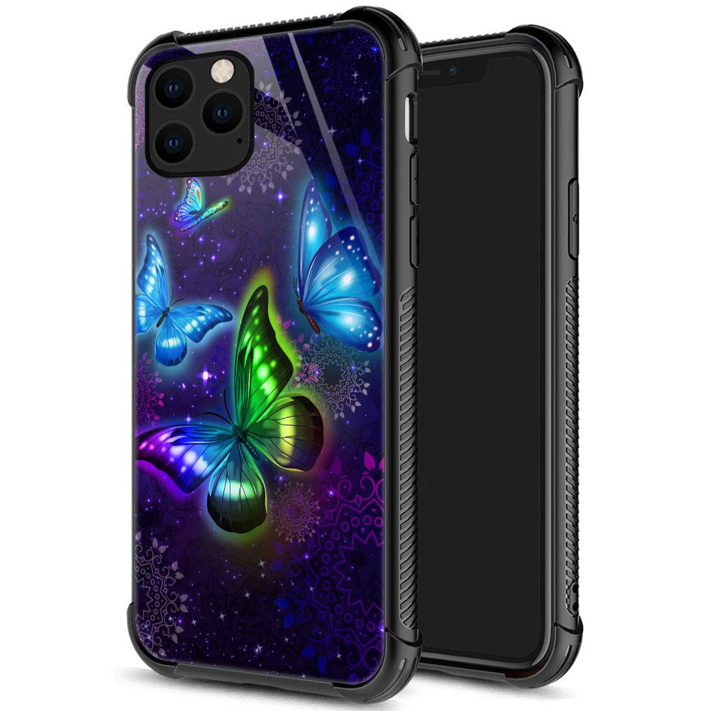 Iphone 13 Mini Case, Blue Butterfly Iphone 13 Mini Cases For Women Girls, Pattern Design Shockproof Anti Scratch Organic Glass C