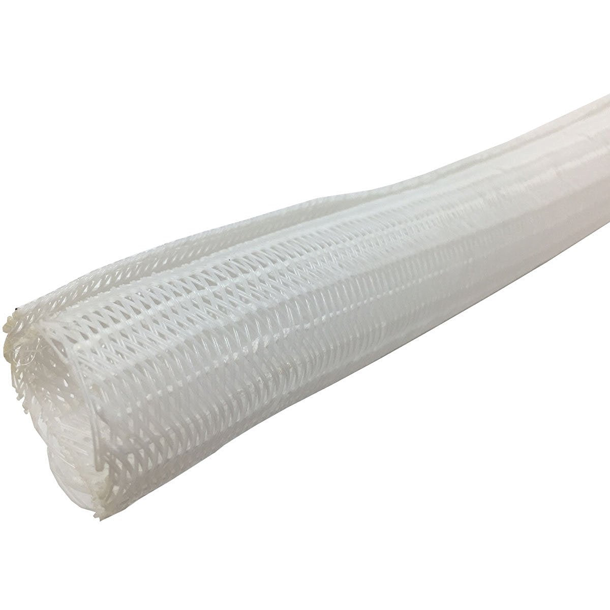 1 Hook Self Closing Braided Wrap Sleeving - 10 Feet - White