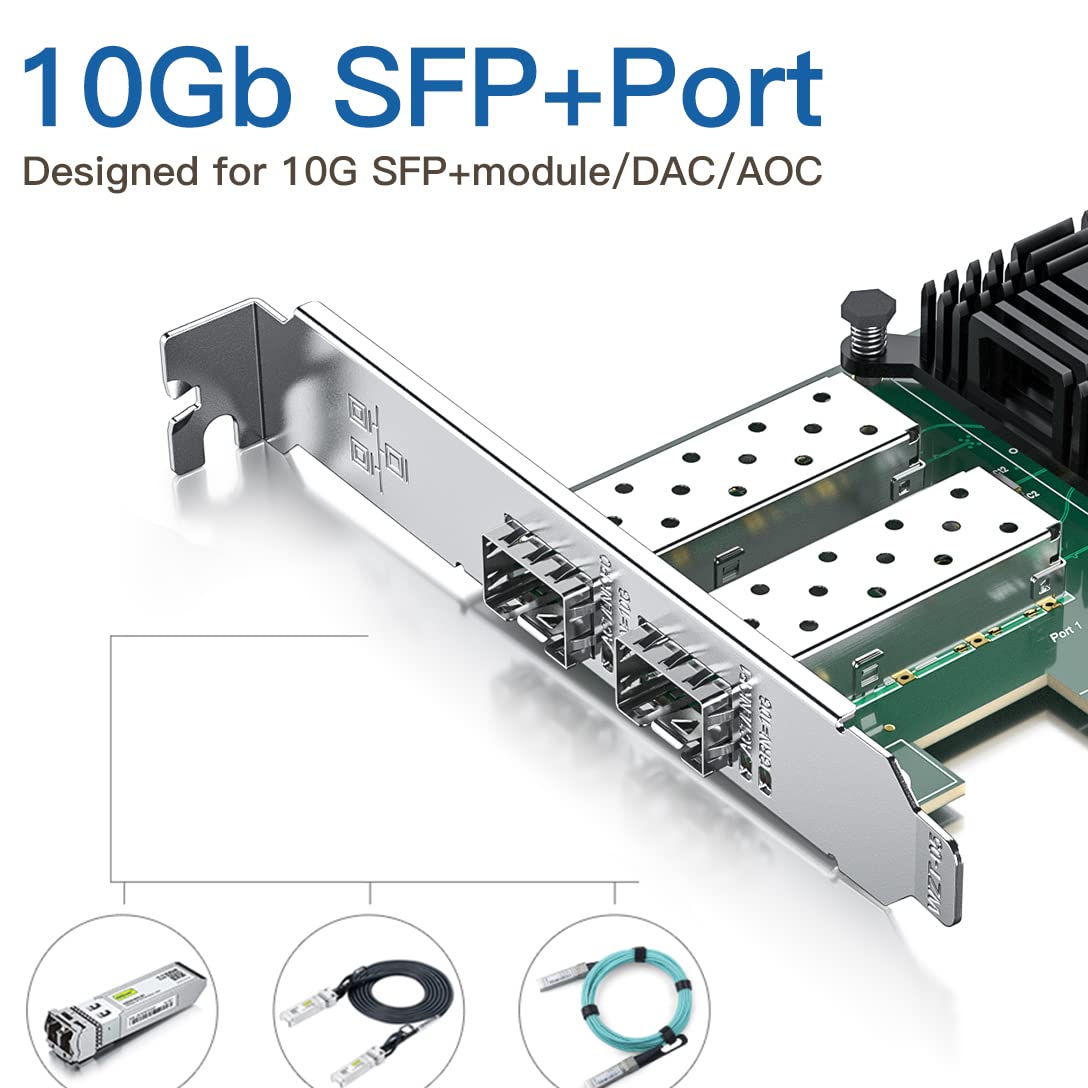 10Gb Sfp+ Pci E Network Card Nic, Compare To Intel X520 Da2, With Intel 82599Es Chip, Dual Sfp+ Port, Pci Express X8, Ethernet C