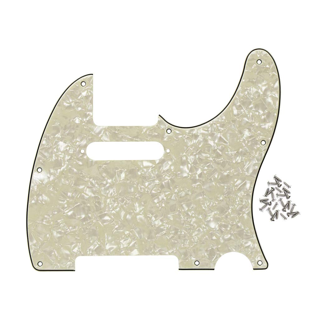Fleor 8 Hole Tl Pickguard Scratch Plate With Pickguard Screws Set Fit Usa/Mx Standard Tl Style Pickguard Replacement, 4Ply Aged