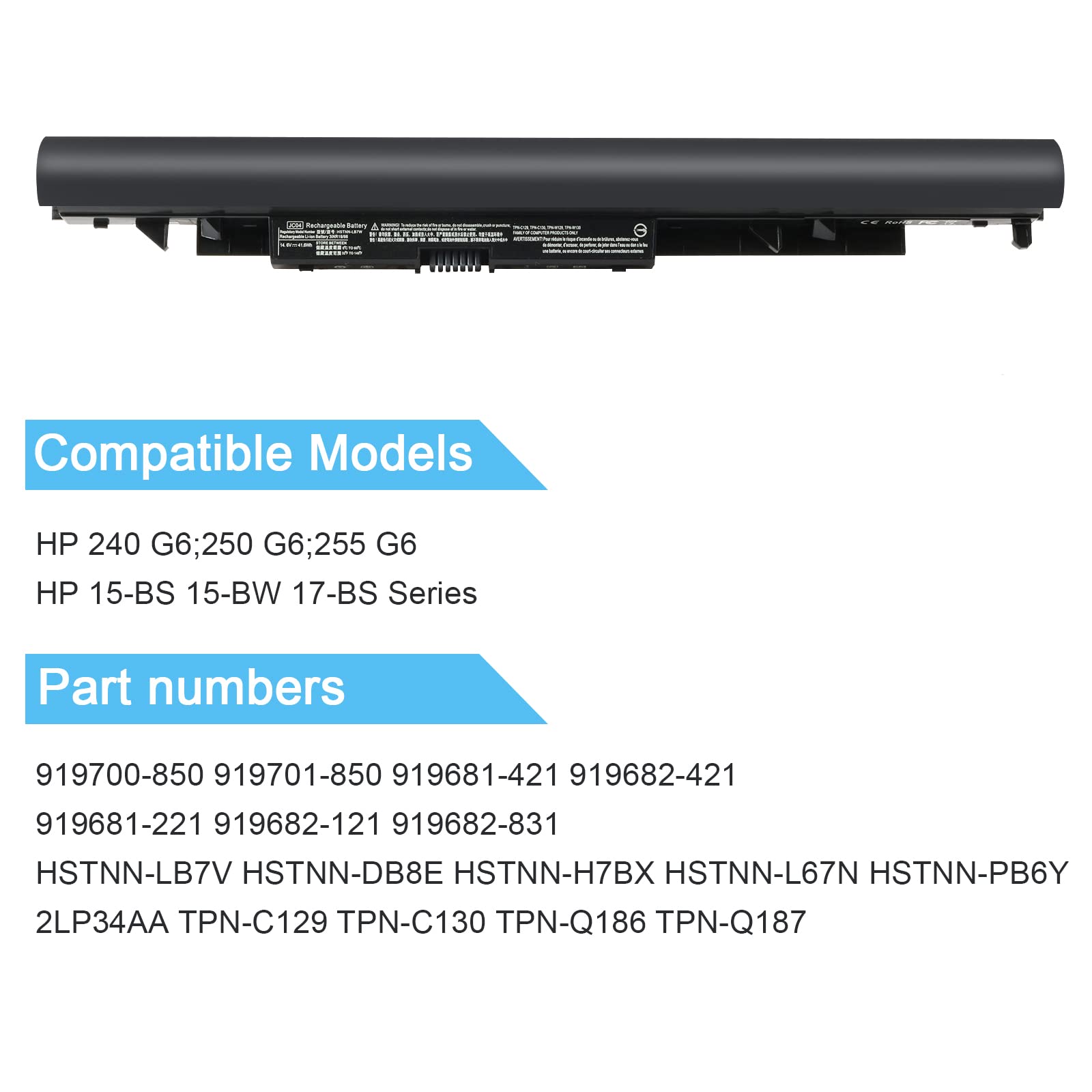 New Replacement 919700 850 Jc03 Jc04 Laptop Battery For Hp 15 Bs 15 Bw 17 Bs Notebook Pc Series Fits 17 Bs067Cl 17 Bs049Dx 17 Bs