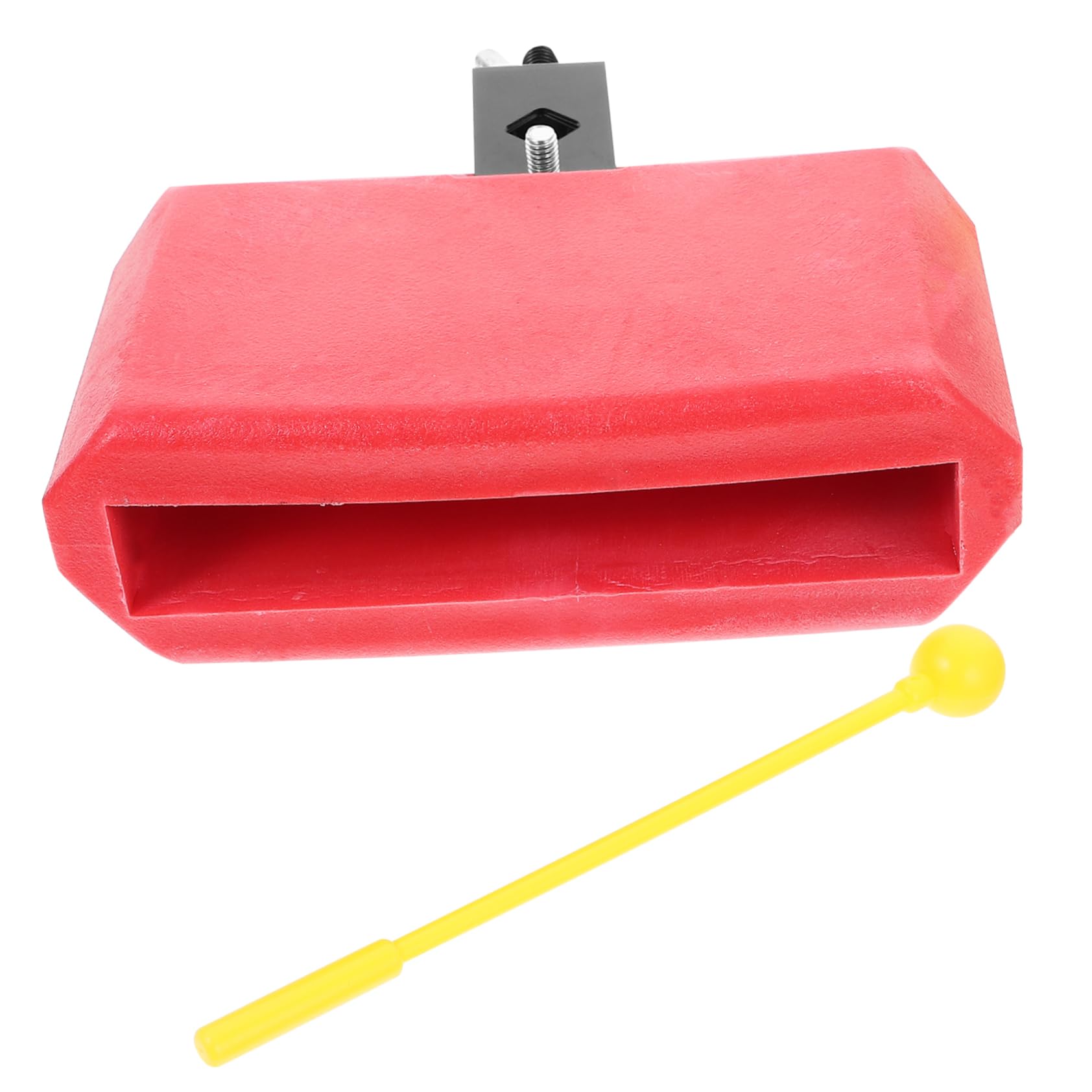 FAVOMOTO Plastic Cow Bell Drum Accessory Percussion Instrument Mounting Clamp and Mallet Lightweight and Portable Red Latin Perc