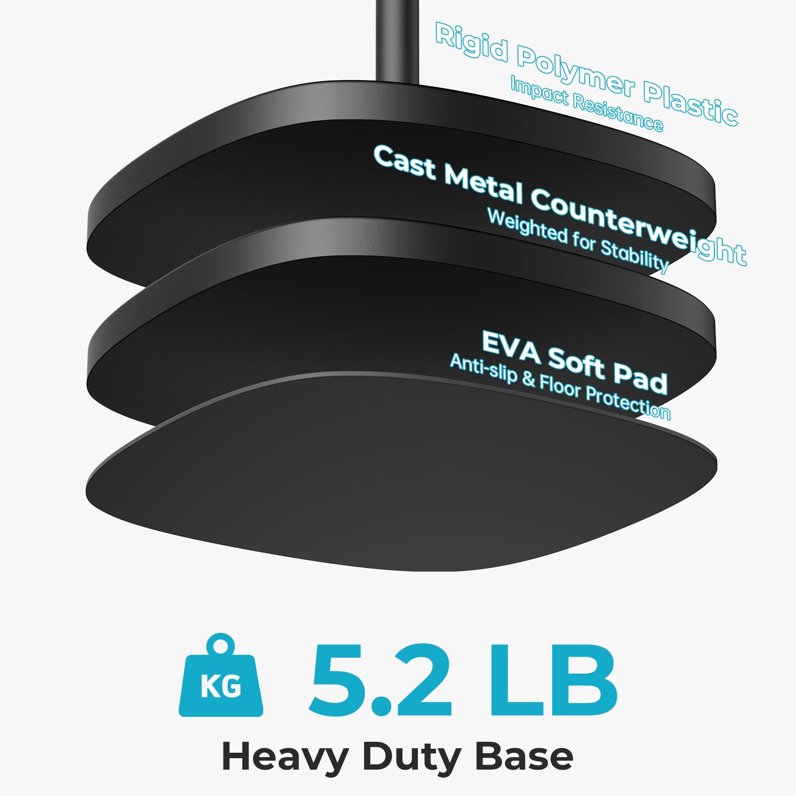 Polesto Microphone Stand, Universal Detachable Mic Floor Stand With Compact Weighted Base, Height Adjustable From 22 To 67, 2 Un