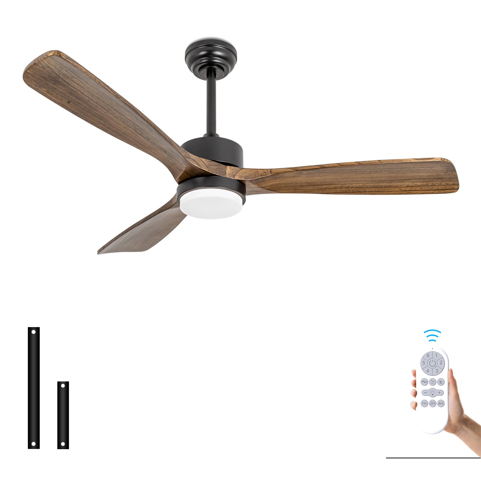Revoici 52'' Ceiling Fans With Lights And Remote Control, Indoor Outdoor Ceiling Fans Farmhouse, Timing 6 Speeds 3 Color Light W