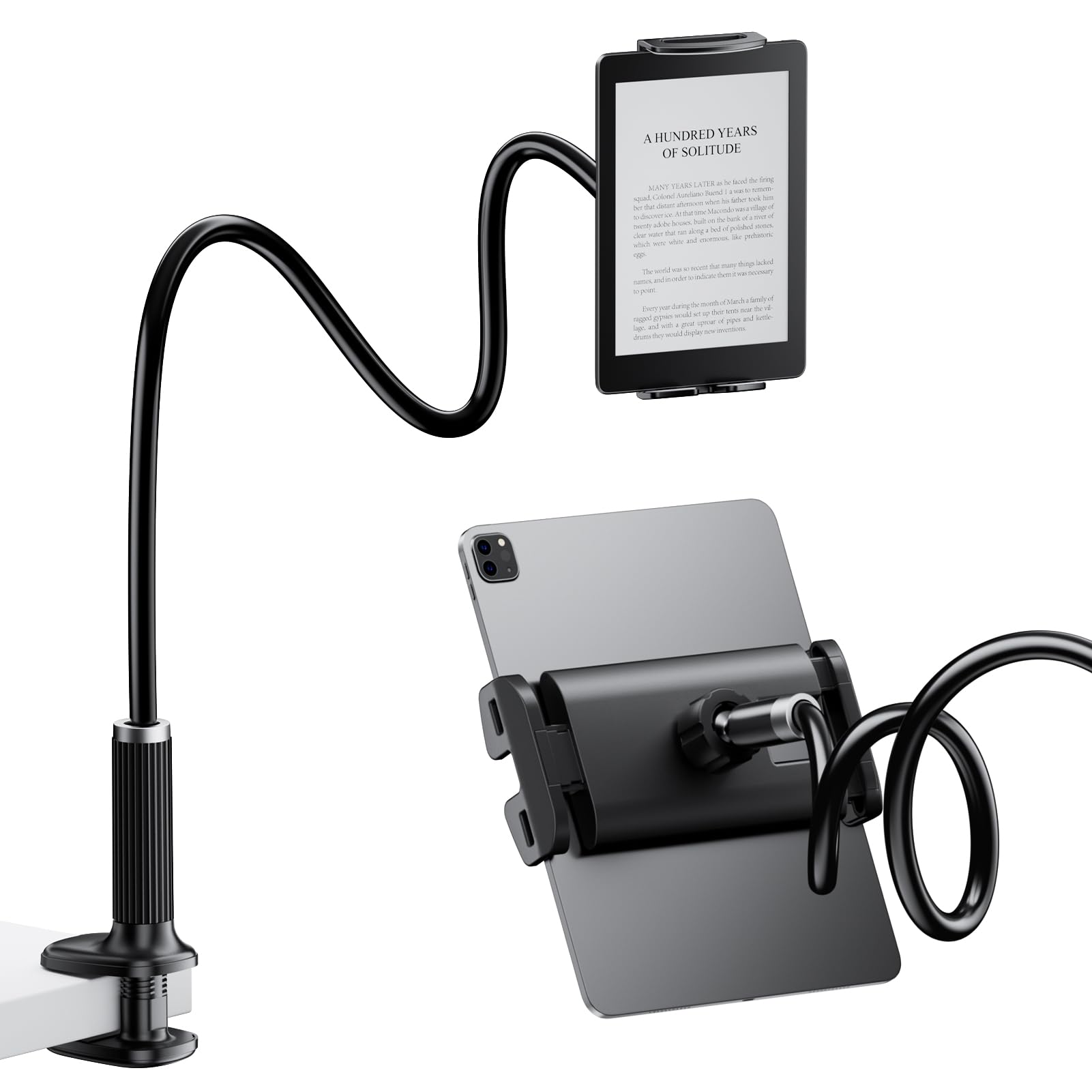 Flycoco Gooseneck Tablet Stand Holder, [Upgraded] Mount Holder Clip With Flexible Long Arm For Bed, Compatible With Ipad Pro Air