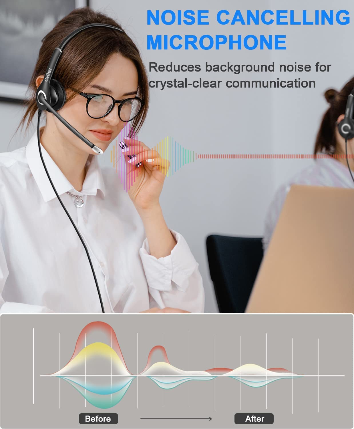 Callez 3.5Mm Cell Phone Headset With Call Control, Computer Headset With Microphone Noise Cancelling For Iphone Samsung Ipad Pc Skype Office Meetings Call Center Work, Clear Chat, Super Comfort
