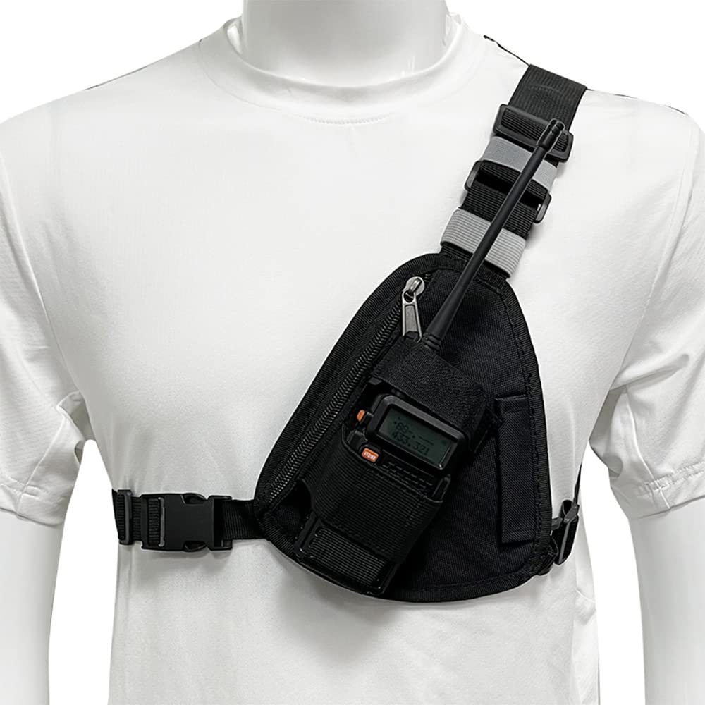 Lseng Radio Chest Harness Shoulder Radio Holster Chest Pack Adjustable Single Radio Pouch Two Way Radio Holster For Motorola Cp2