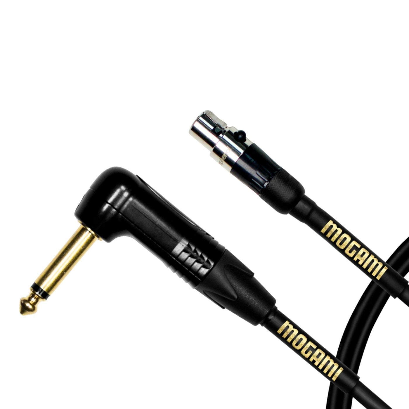 Mogami Gold Bpsh Ts 18R Belt Pack Instrument Cable For Wireless Instrument Systems, 1/4' Ts Male Plug To Mini Xlr Female 4 Pin, Right Angle To Straight Connectors, 18 Inch