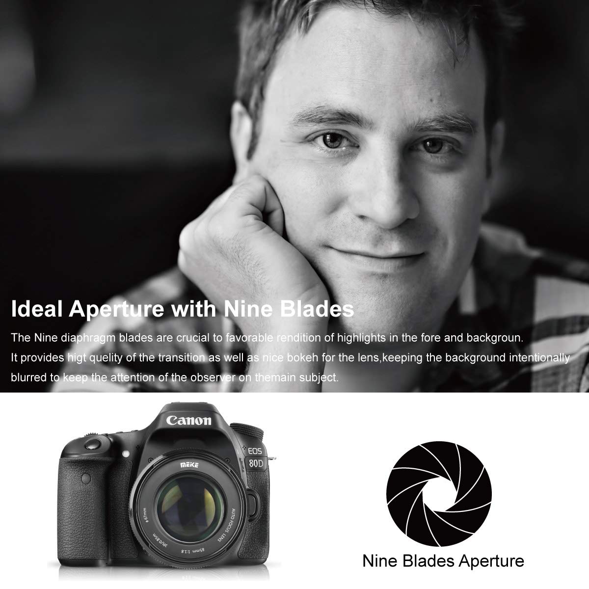 Meike 85Mm F1.8 Large Aperture Full Frame Auto Focus Telephoto Lens For Canon Eos Ef Mount Digital Slr Camera Compatible With Ap