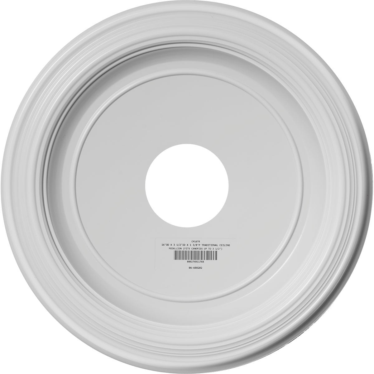16Od X 3 1/2Id X 1 3/8P Traditional Thermoformed Pvc Ceiling Medallion (Fits Canopies Up To 9 1/2)