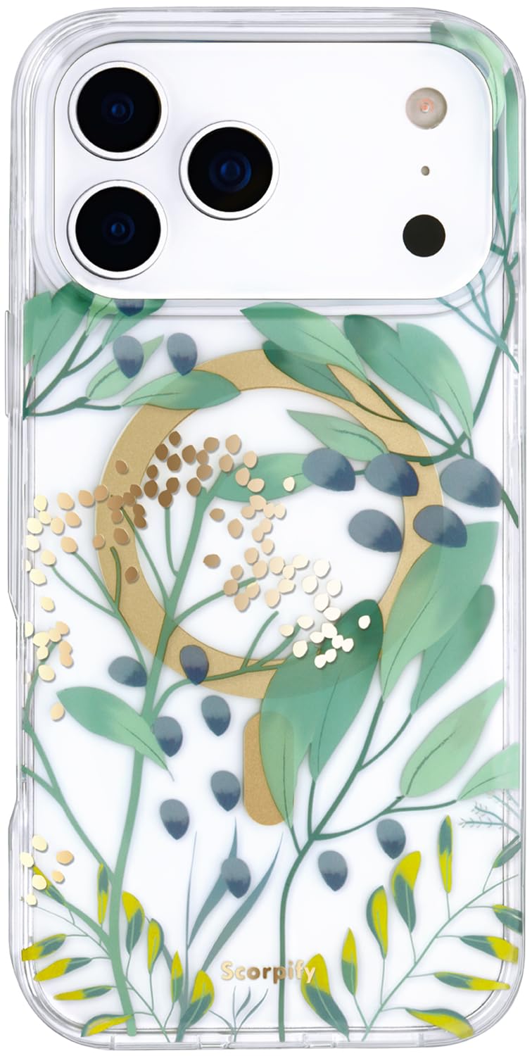 SCORPIFY for iPhone 17 Pro Case [Compatible with MagSafe] with Summer Meadow Floral Design, Cute Clear Flower Magnetic Phone Cov