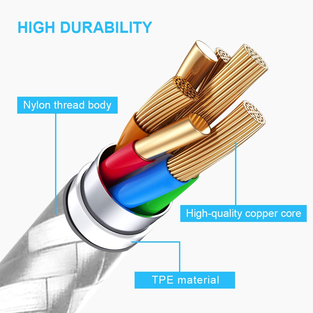 Cugunu Usb C To Lightning Cable 5 Pack 3/3/6/6/10Ft Iphone Charger Apple Mfi Certified Power Delivery Fast Charging Cord Compatible With Iphone 14/13/12/11/Xs/Xr/X/8   Silver