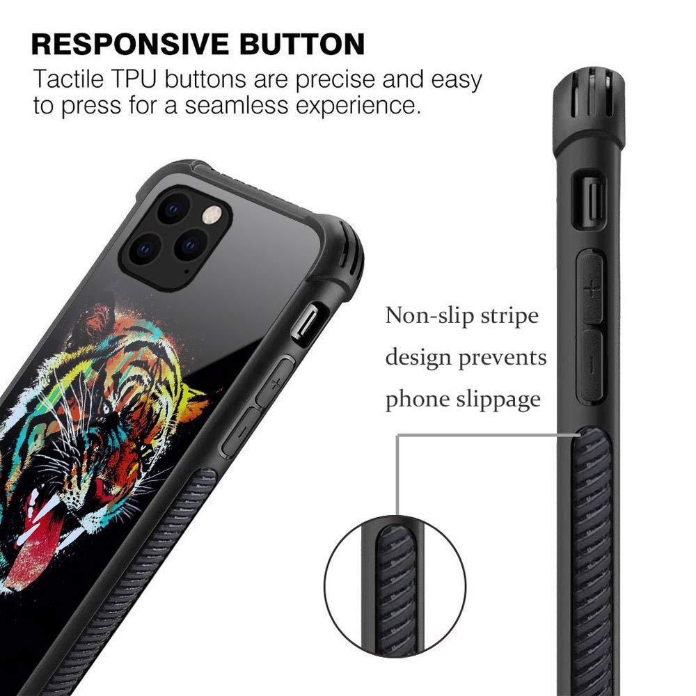 ZHEGAILIAN Phone Case Compatible iPhone 12 Mini Colorful Tiger Organic Glass Anti-Scratch 5.4 inch