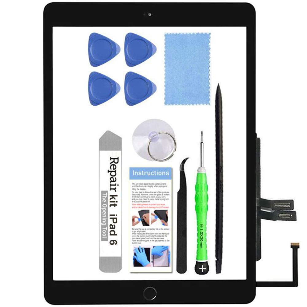 For Ipad 6 (6Th Gen 2018) A1893 A1954 Screen Replacement Glass Touch Digitizer Repair Kit With Home Button & Tools   Only For Ip