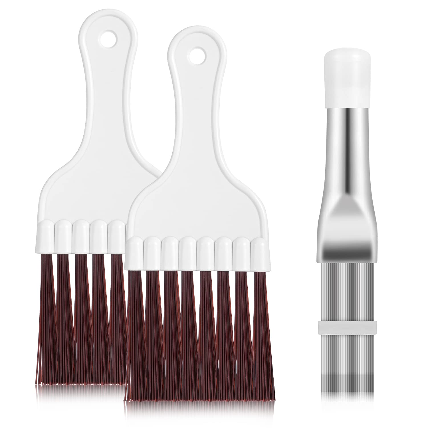 Pimoys 3 In 1 Set Air Conditioner Condenser Fin Comb, 1 Ac Coil Cleaner Stainless Steel Fin Comb With 2 Evaporator Radiator Clea