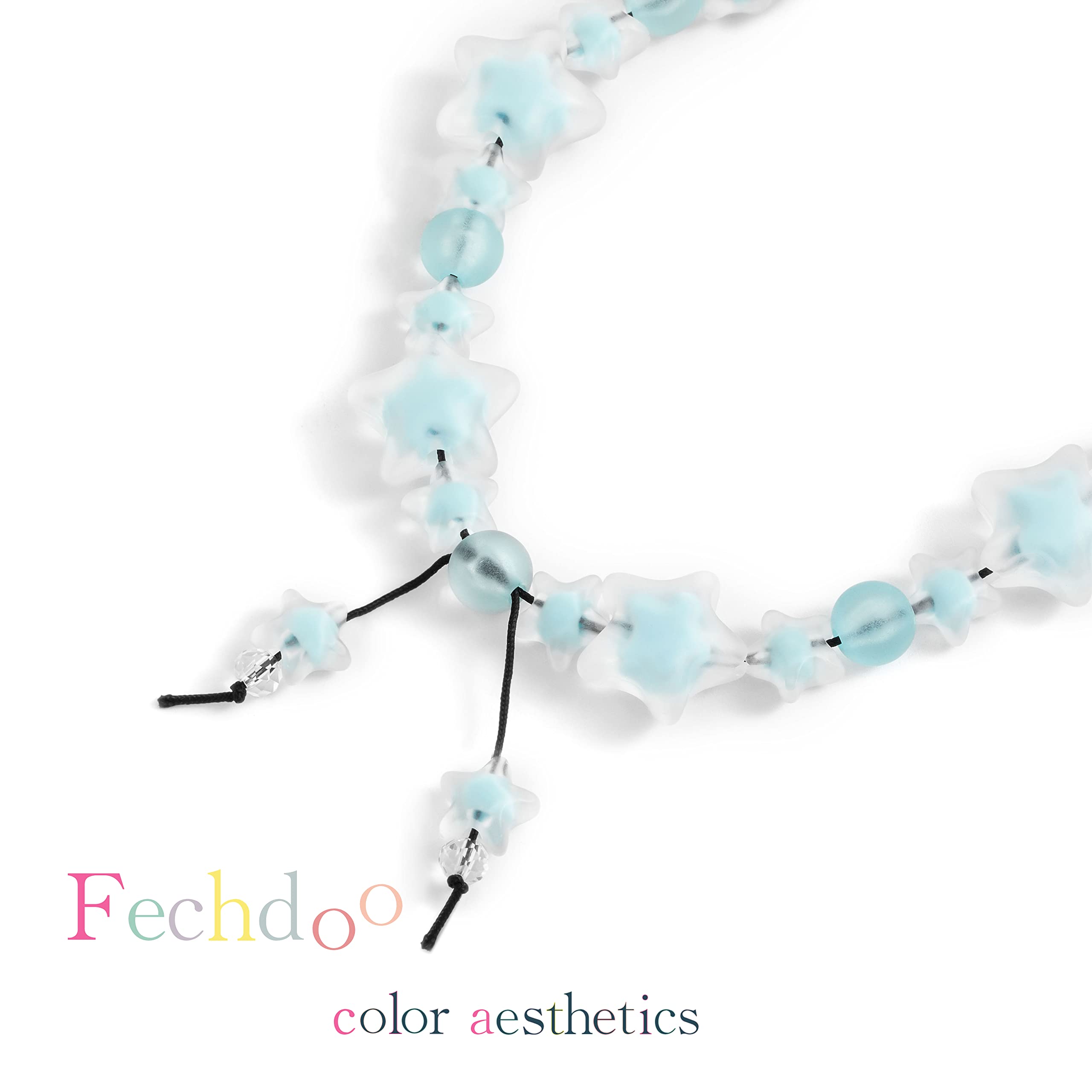 Fechdoo Handmade Wrist Strap Cute Phone Chain, Phone Charms Anti Lost Lanyard Beaded Chain, Phone Charm Accessories Blue Lightwe