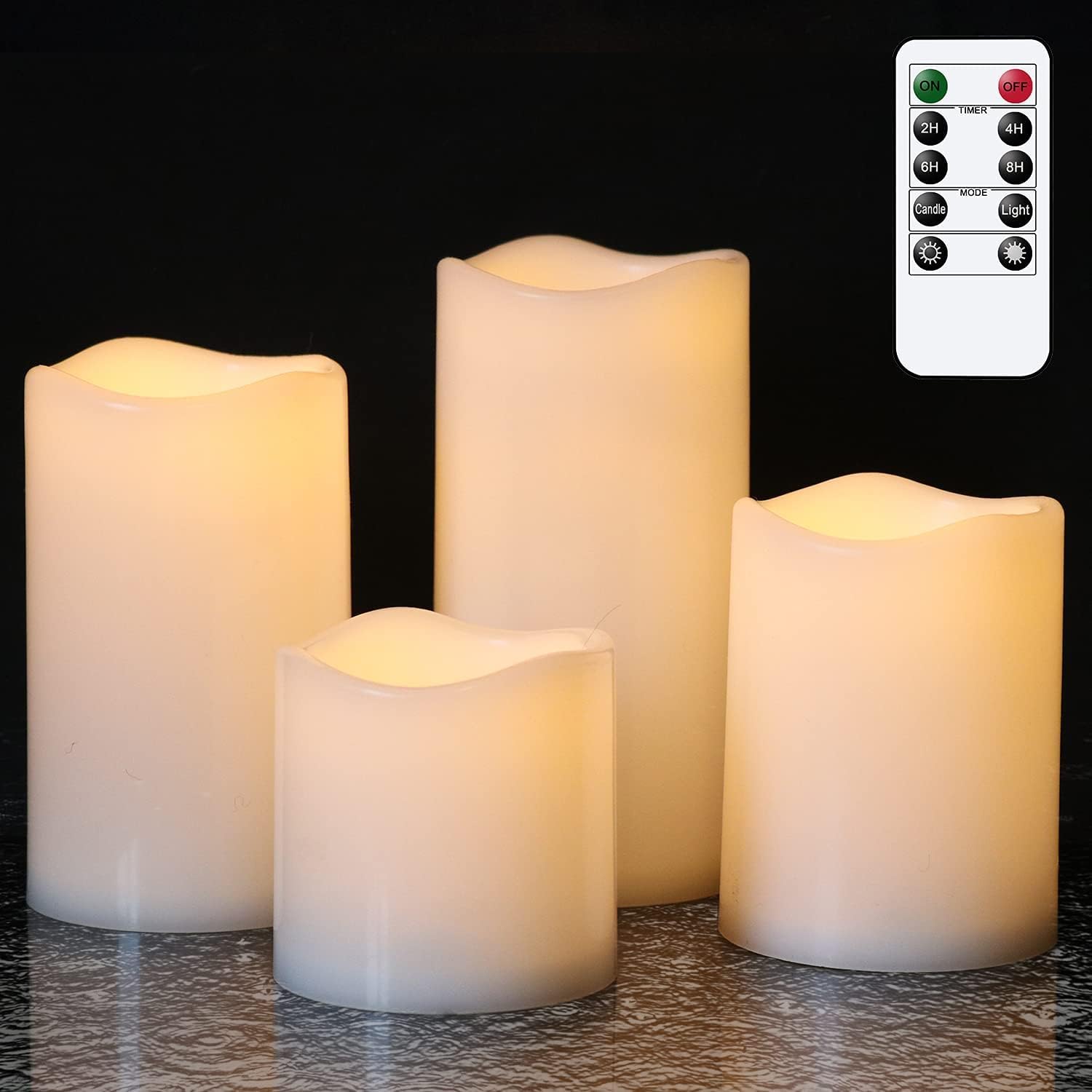 Genswin Waterproof Outdoor Flameless Candles Battery Operated With Remote Timer, Flickering Led Pillar Candles For Indoor Outdoo