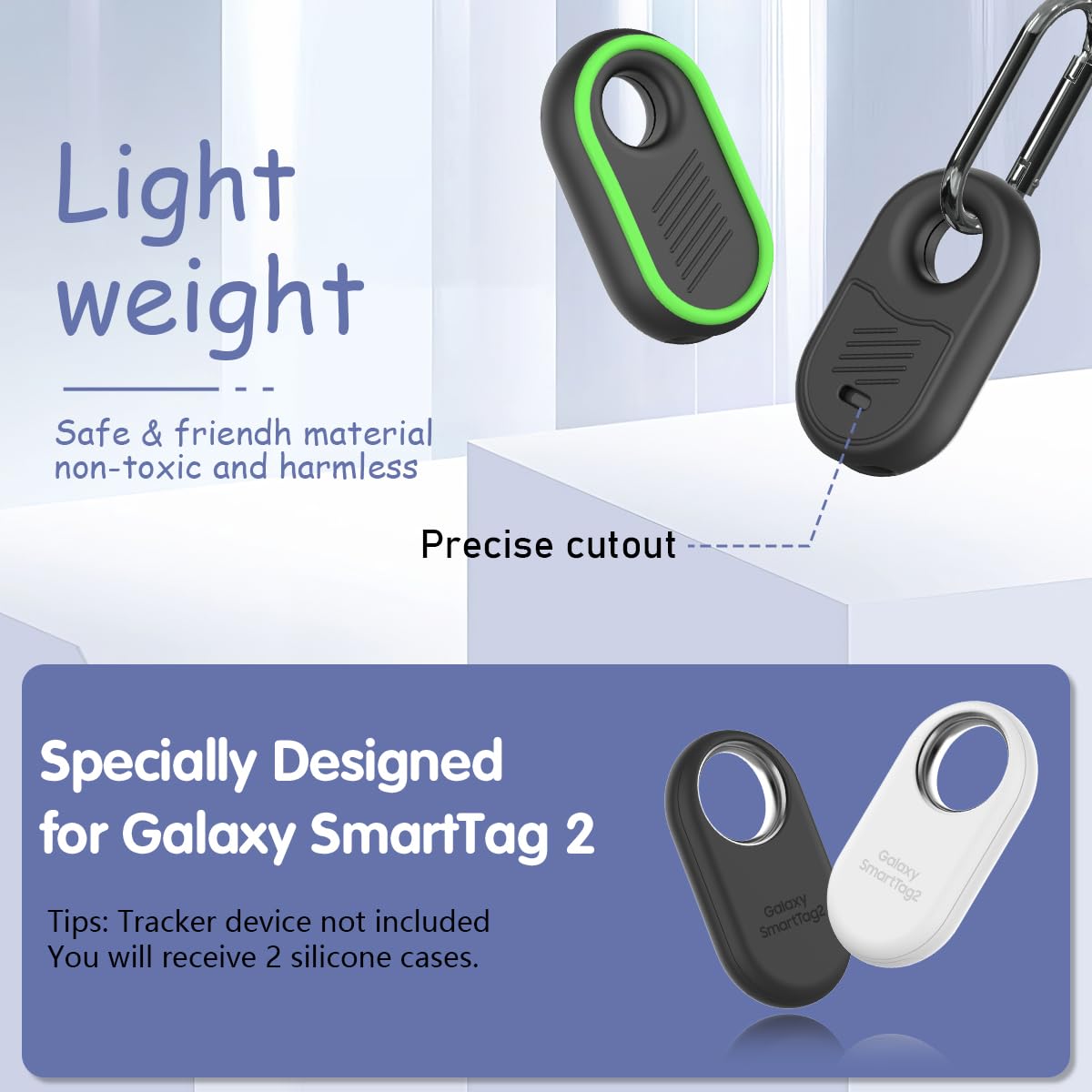 Biqire Case Cover For Galaxy Smart Tag 2 [4 Pack], Soft Silicone Smarttag 2 Holder All Round Protection Galaxy Smart Tag 2 Case