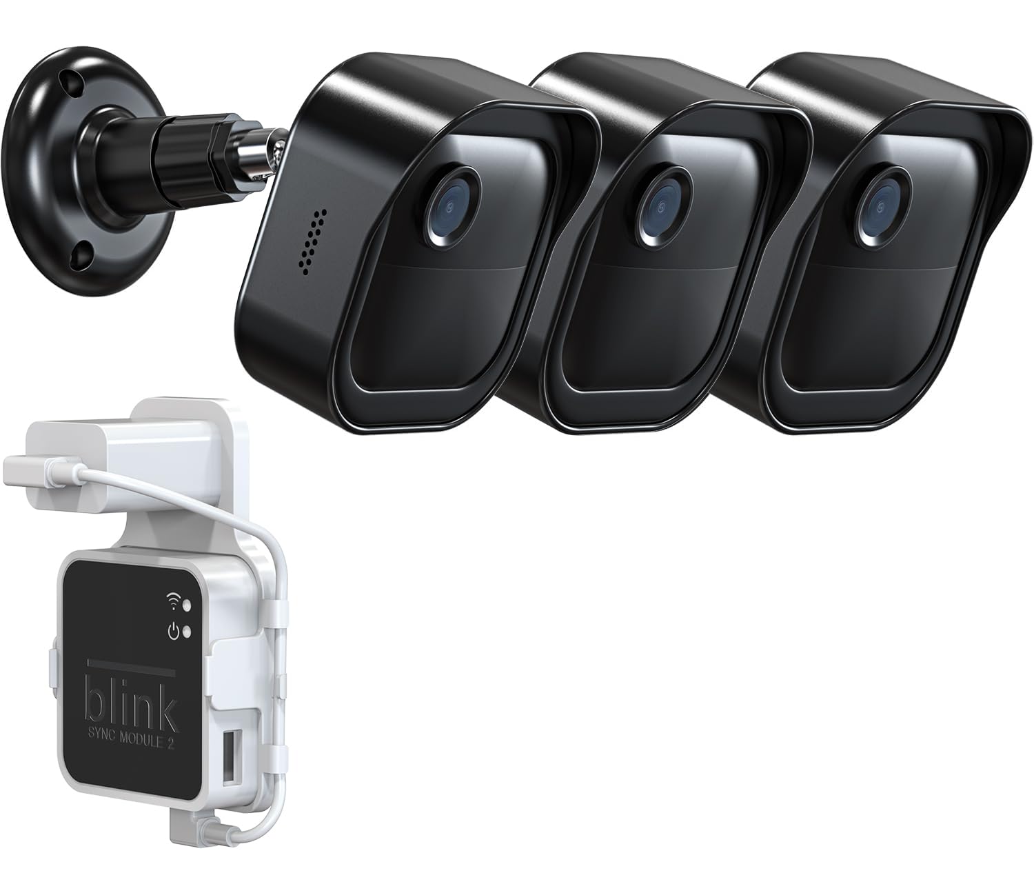 All New Blink Outdoor 4 Camera Wall Mount, Weatherproof Protective Housing And 360 Adjustable Mount With Blink Sync Module 2 Mou
