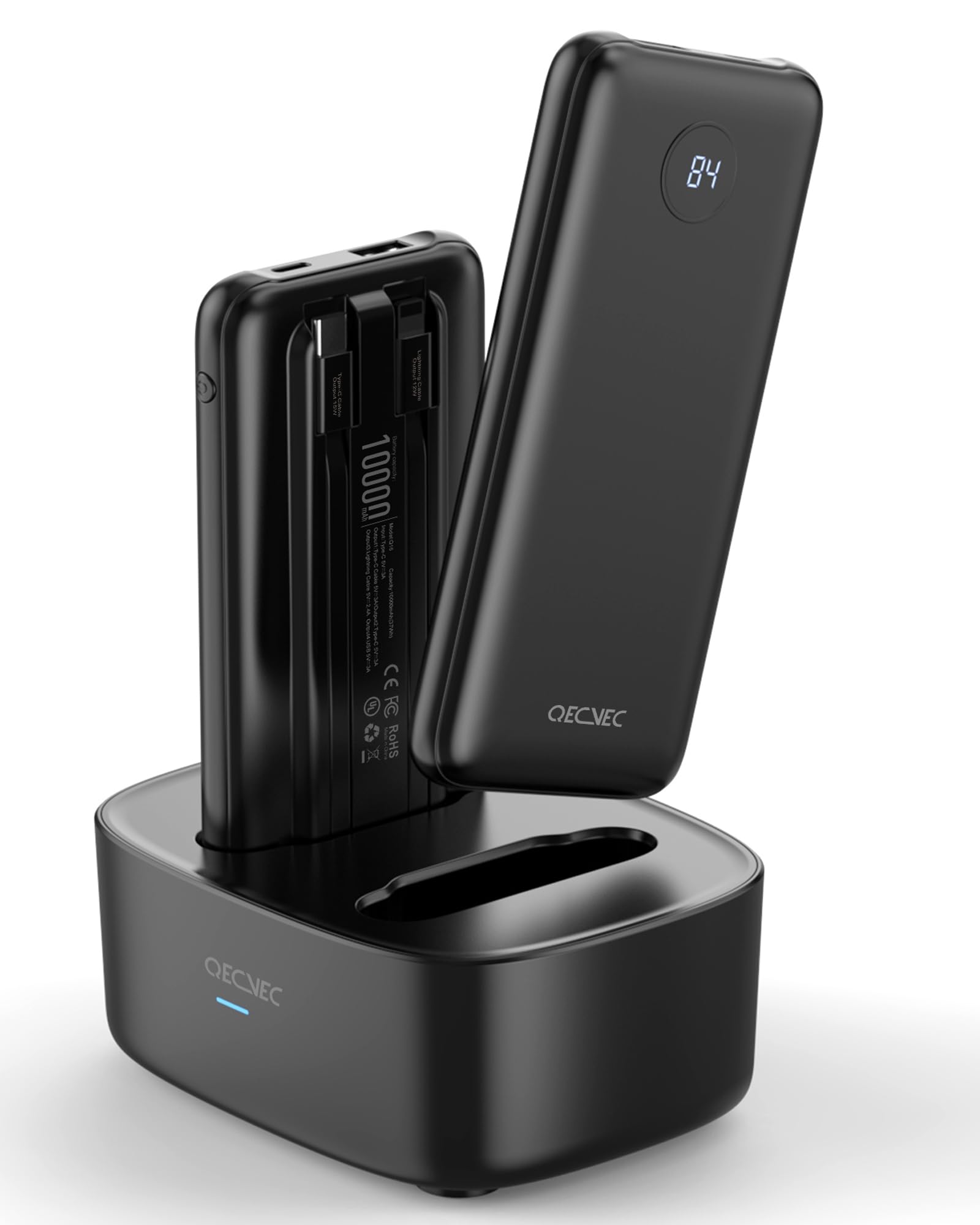 Qecvec Portable Charger, 2-Pack 10000mah Power Banks, Sharing Charging Station, 15W Fast Charging Battery Pack, Portable Charger