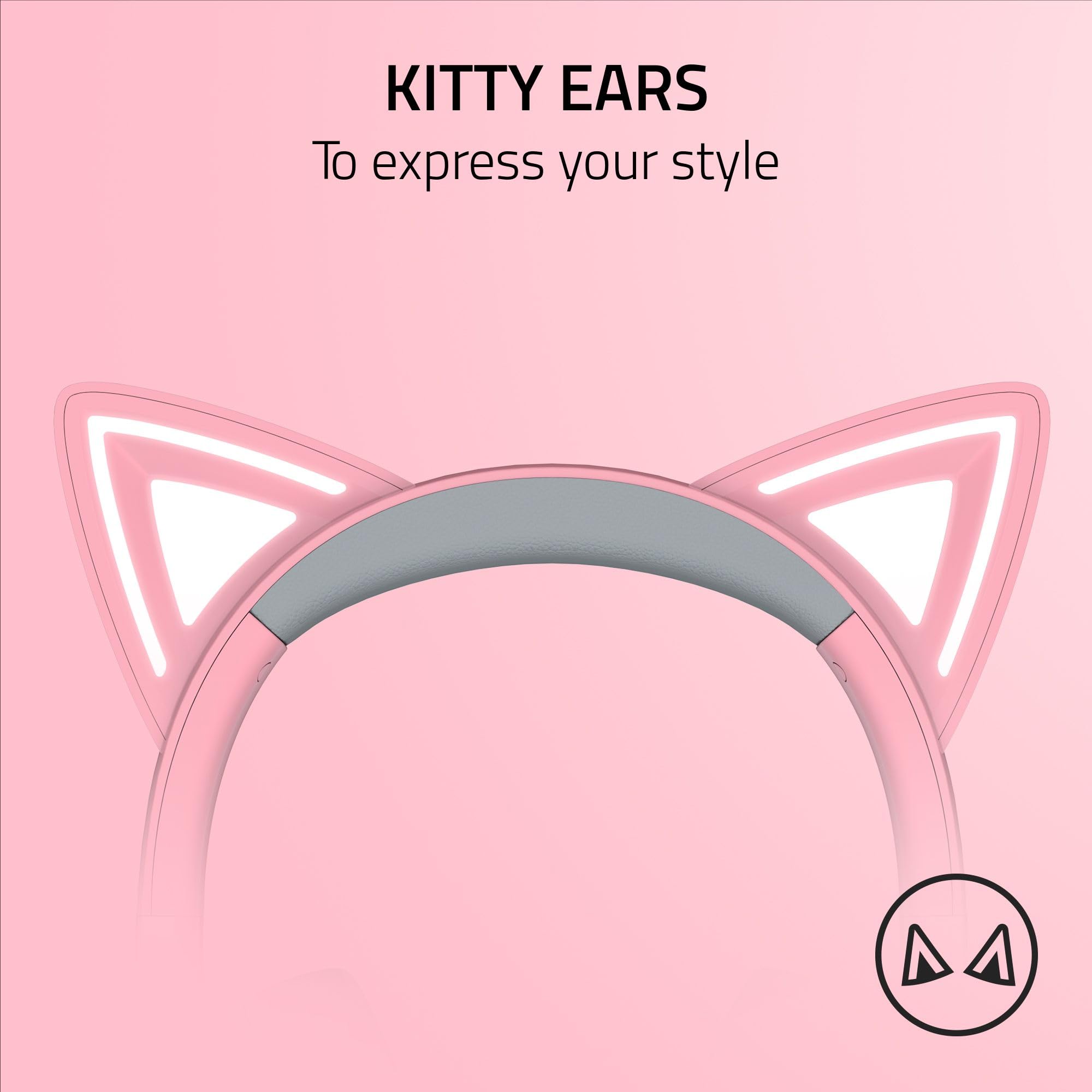 Razer Kraken Kitty V2 Usb Wired Rgb Headset: Chroma Kitty Ears   Stream Reactive Lighting   Hyperclear Cardioid Mic   Triforce 4