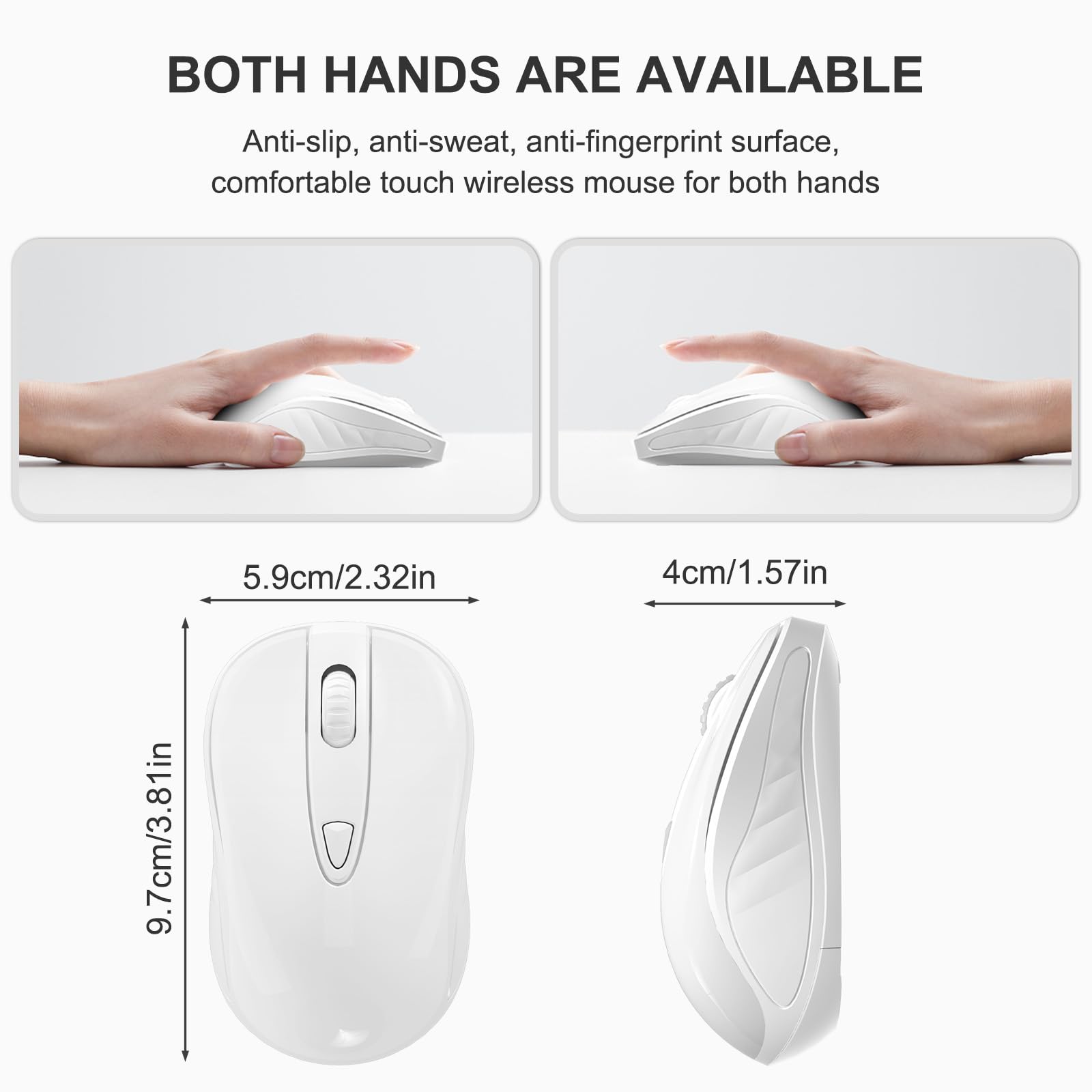 Okimo Wireless Mouse For Laptop Computer Mouse With Usb Receiver 2.4Ghz Optical Tracking Computer Cordless Mouse Ergonomic Portable Mouse For Pc Mac Laptop Chromebook(White)