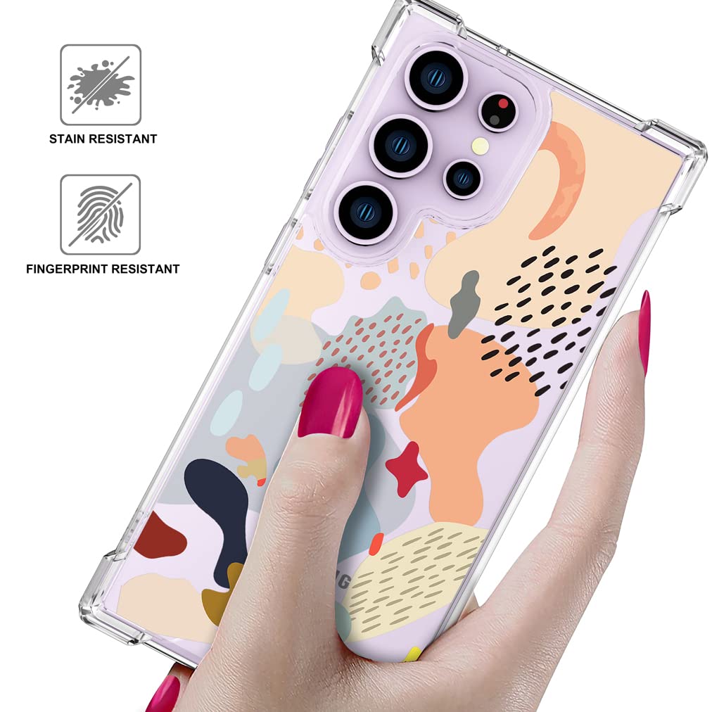 Endiy Compatible With Samsung Galaxy S23 Ultra Case Cute Abstract Art For Women Girls Girly Designer Clear,Transparent Abstract