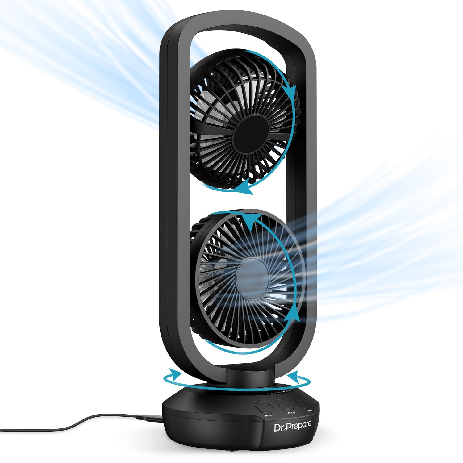 Dr. Prepare Small Tower Fan Oscillating Table Fans With 270 Tilt, 105 Oscillating, 3 Speeds And 3 Auto Off Timer, Portable Usb D