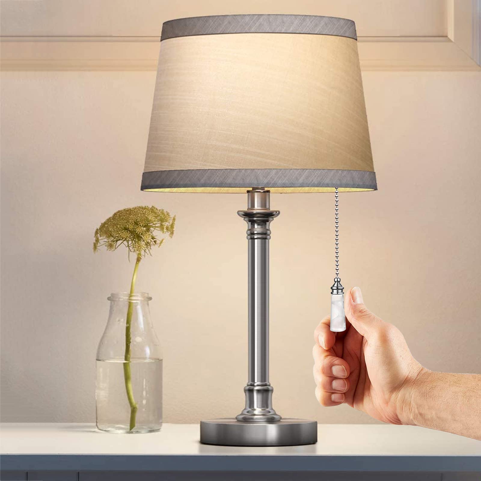 Ceiling Fan Pull Chain Ornaments 12 Inches Crystal Glass Cylindrical Pull Chain Extension For Ceiling Light Lamp Fan Chain 2 Pcs