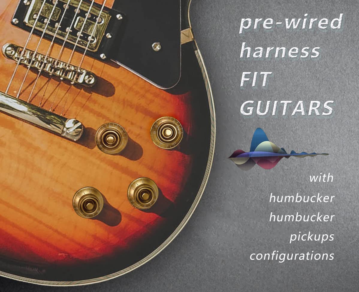 Lamsam Pre-Soldered Wiring Harness For Guitars With Humbucker Pickup, Standard Wiring Kit With Long Shaft Potentiometers Orange