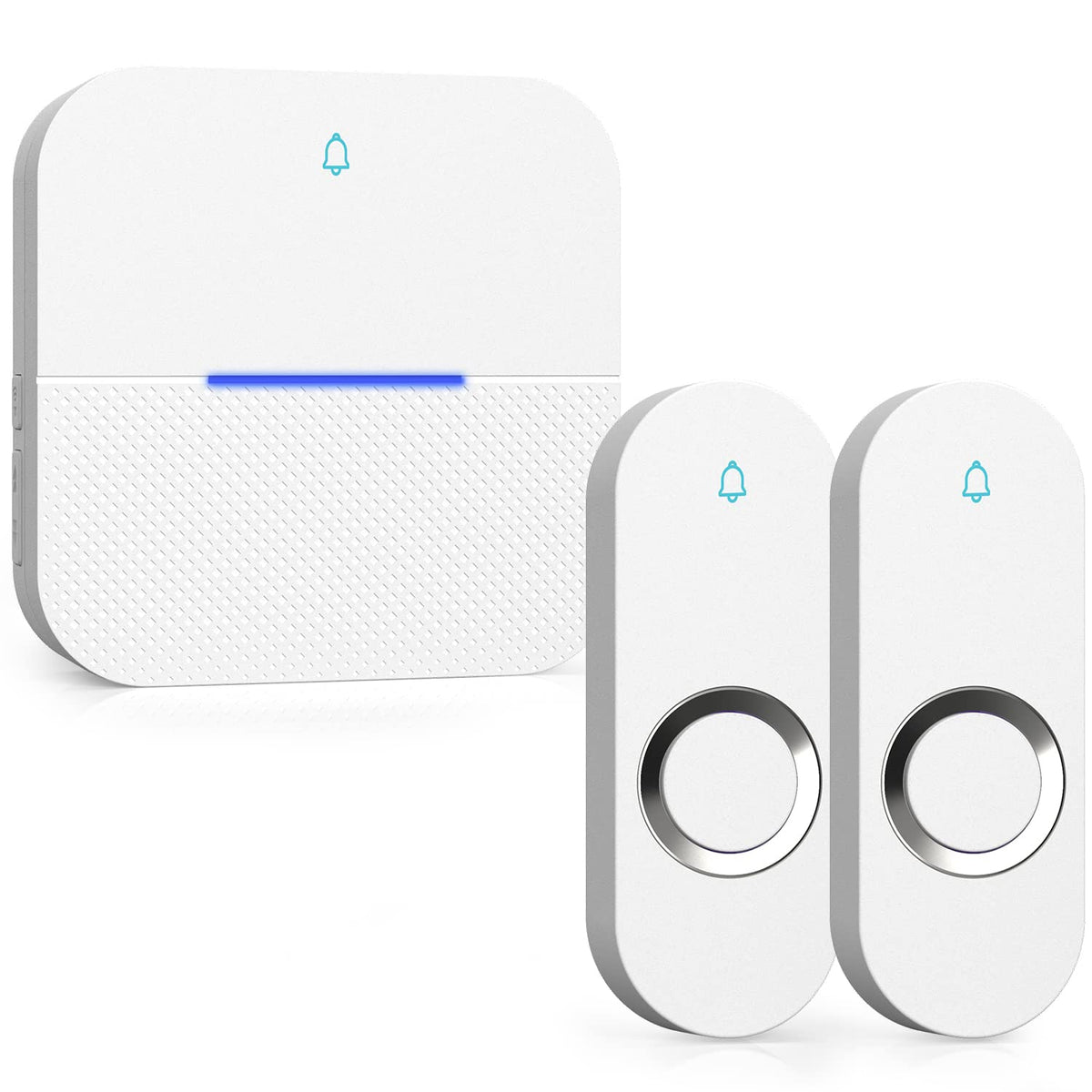 Aida Lighted Wireless Doorbell, Home Waterproof Doorbell 1,000Ft Range, 5 Volume Levels With 58 Doorbell Chimes & Led Flash (Whi