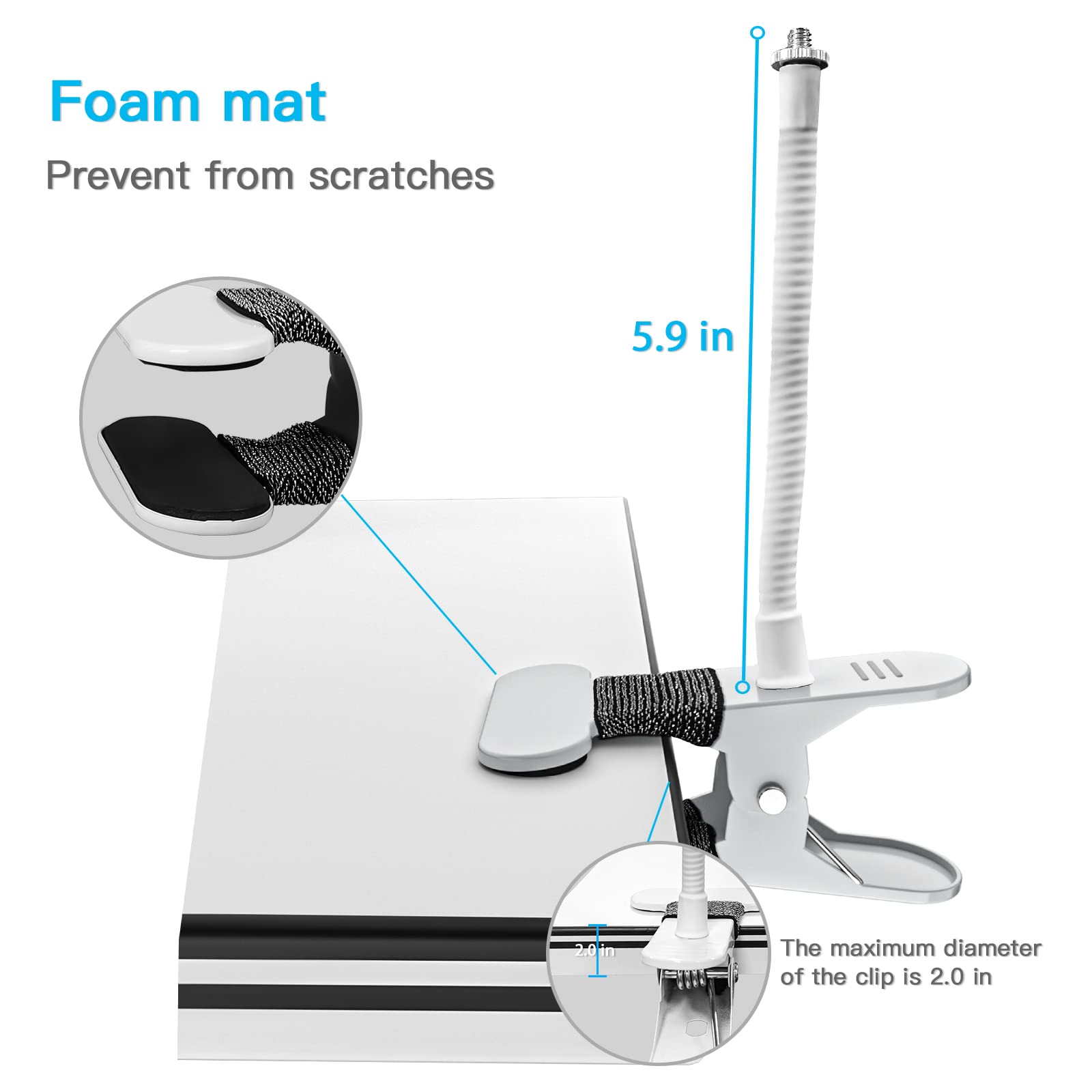 Okemeeo Gooseneck Clip Wall Mount For Wyze Cam Og And More Cameras With 1/4' Threaded Hole